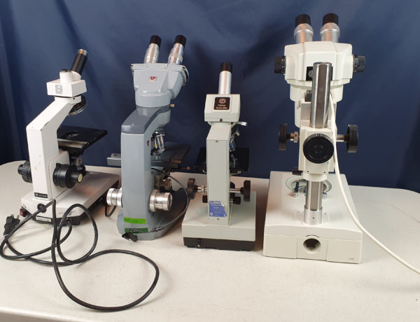 lot of 4x Microscope AMERICAN OPTILCAL, NATIONAL, FISHER SCIENTIFIC