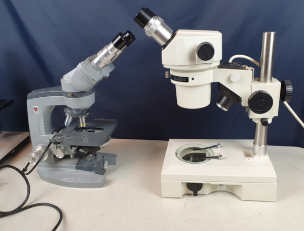 lot of 4x Microscope AMERICAN OPTILCAL, NATIONAL, FISHER SCIENTIFIC