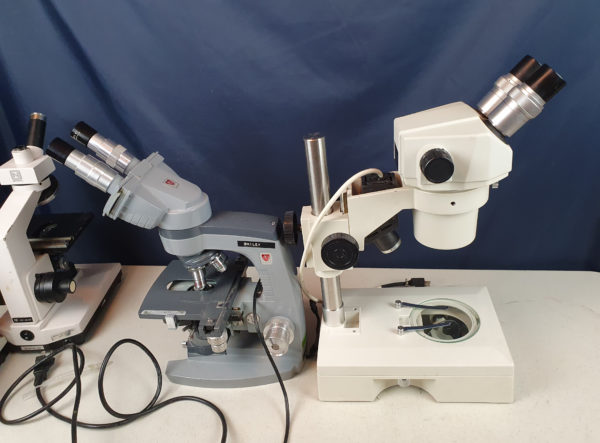 lot of 4x Microscope AMERICAN OPTILCAL, NATIONAL, FISHER SCIENTIFIC