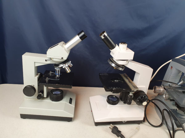 lot of 4x Microscope AMERICAN OPTILCAL, NATIONAL, FISHER SCIENTIFIC