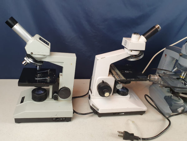 lot of 4x Microscope AMERICAN OPTILCAL, NATIONAL, FISHER SCIENTIFIC