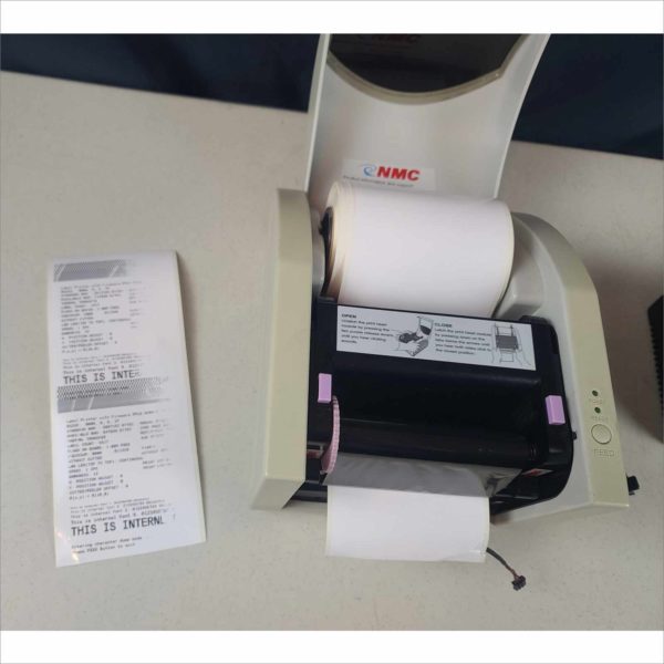 NMC UDO LP400 USB / RS Thermal Label Printer 300DPI w/ white Vinyl Tape Roll & Ribbon