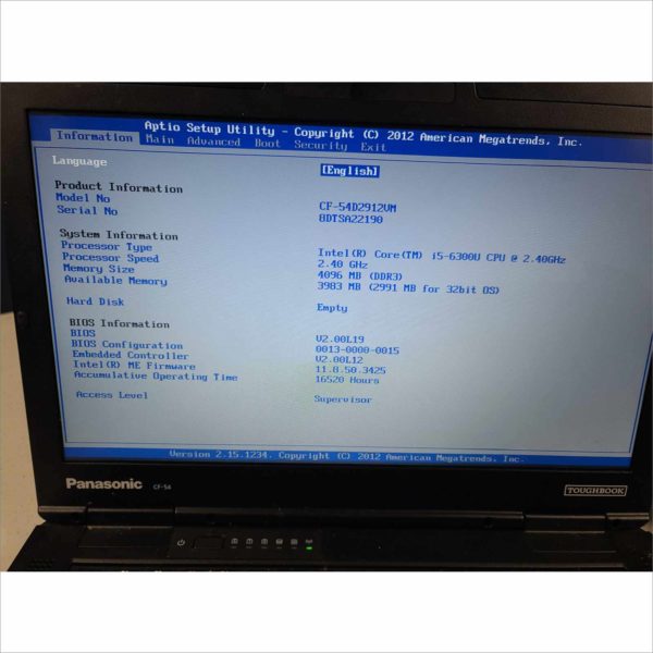 lot 8x Panasonic Toughbook CF-54 i5 6th gen 4GB 256GB SSD Win10 With OEM PSU