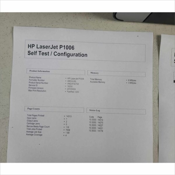 HP LaserJet P1006 Compact Laser Printer, 14k Page Count With Toner