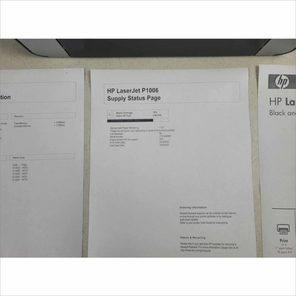 HP LaserJet P1006 Compact Laser Printer, 14k Page Count With Toner