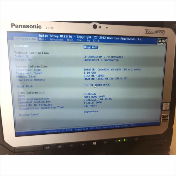 Panasonic Toughbook CF-20 16GB Ram 512gb Core i5-6Y57 Windows 10 Loaded low hours