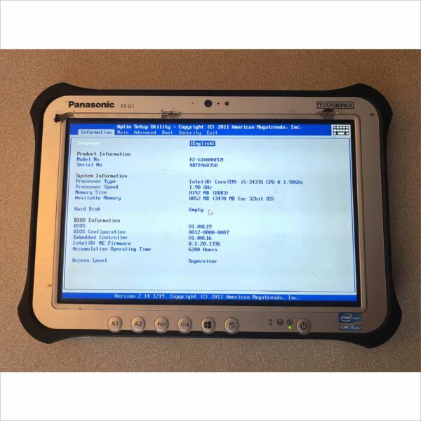 Panasonic FZ-G1 Toughpad i5 3rd Gen 8GB RAM FZ-G1AAHAFLM SIM