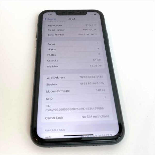 APPLE MHC43LL/A Apple iPhone 11, Black, 64GB Storage, Carrier Unlocked