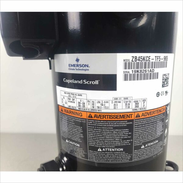 Emerson ZB45KCE-TF5-965 Copeland Scroll Compressor 3Ph 200-230v R22