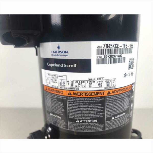 Emerson ZB45KCE-TF5-965 Copeland Scroll Compressor 3Ph 200-230v R22