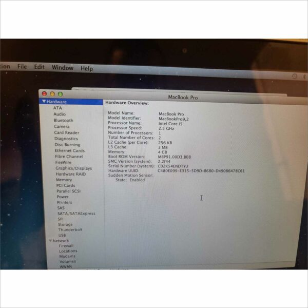 Apple mac book pro A1278 intel core i5 2.5 GHz 4GB OS X 10.8.5 512GB HDD