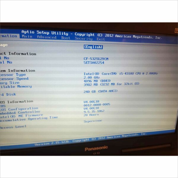Panasonic CF-53 i5 4th Gen 4GB RAM 240GB SSD Win 11 - Low hours (20H) CF-532SLZYCM