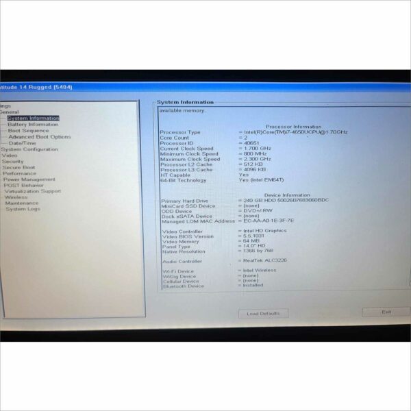Dell Latitude 14 Rugged 5404 i7 4th Gen 8GB Ram 240GB SSD Win 11