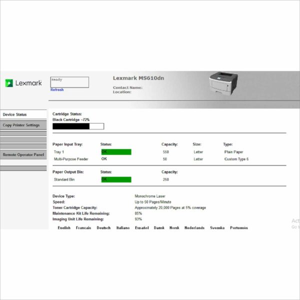 Lexmark MS610DN Laser Monochrome Printer 50PPM - PGC 28K