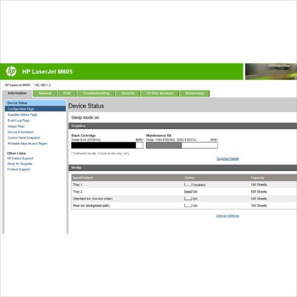 HP LaserJet Enterprise M605 Mono Laser Printer E6B70A 58 PPM - PGC 94k