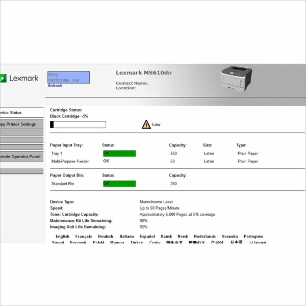 Lexmark MS610DN Laser Monochrome Printer 50PPM - PGC 255K