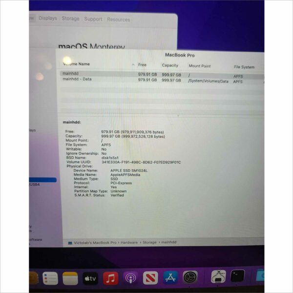 Apple MacBook Pro 15" i7 6th gen 1TB SSD 16GB 3.4Ghz Monterey late 2016 A1707