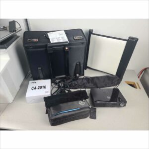 Dell M900HD Projector with DA-LITE Screen, Case, Remote & Speakers - 72H