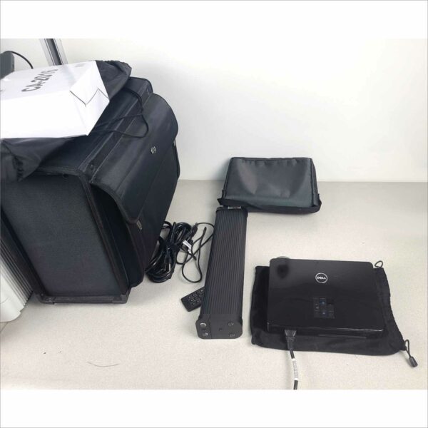 Dell M900HD Projector with DA-LITE Screen, Case, Remote & Speakers - 8H