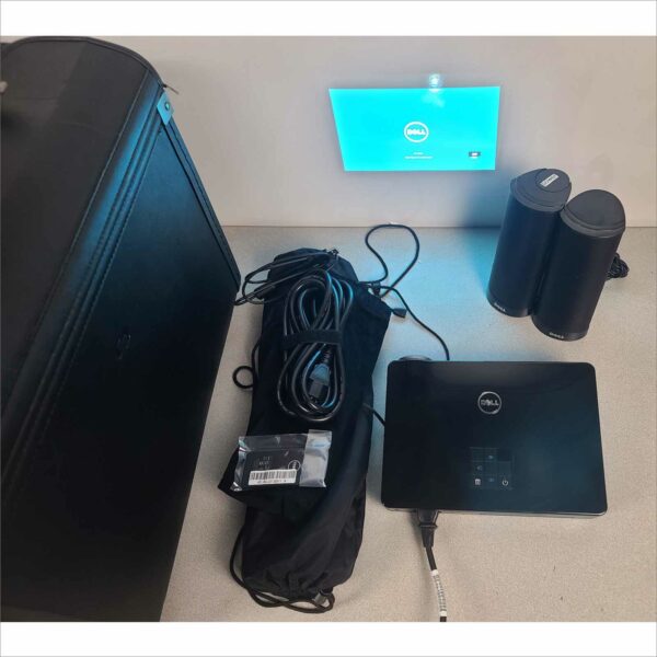 Dell M900HD Projector with DA-LITE Screen, Case, Remote & Speakers - 20H