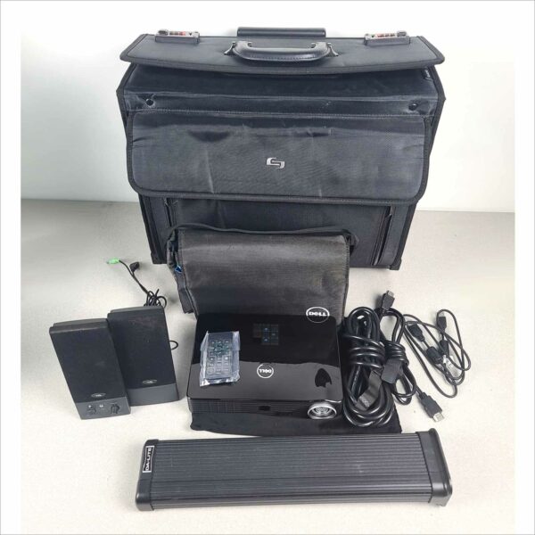 Dell M900HD Projector with DA-LITE Screen, Case, Remote & Speakers - 1H