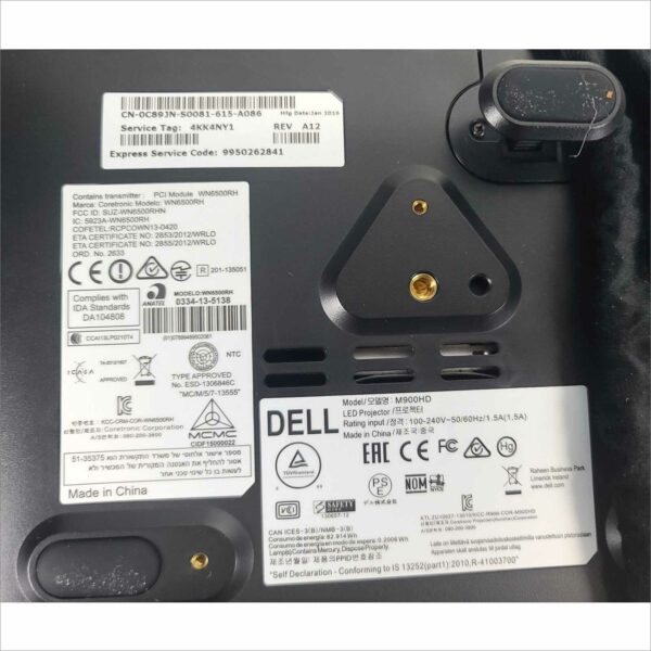 Dell M900HD Projector with DA-LITE Screen, Case, Remote & Speakers - 0H