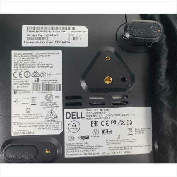 Dell M900HD Projector with DA-LITE Screen, Case, Remote & Speakers - 0H