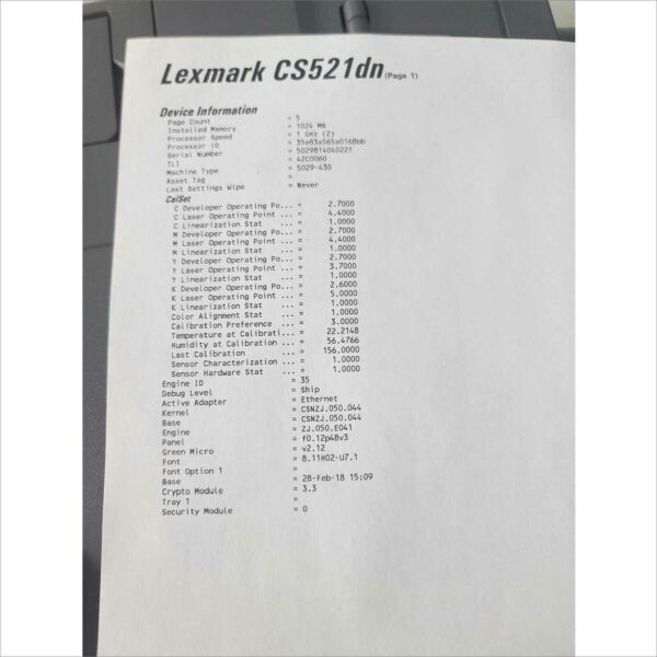 Lexmark CS521DN Color Laser Printer 42C0060