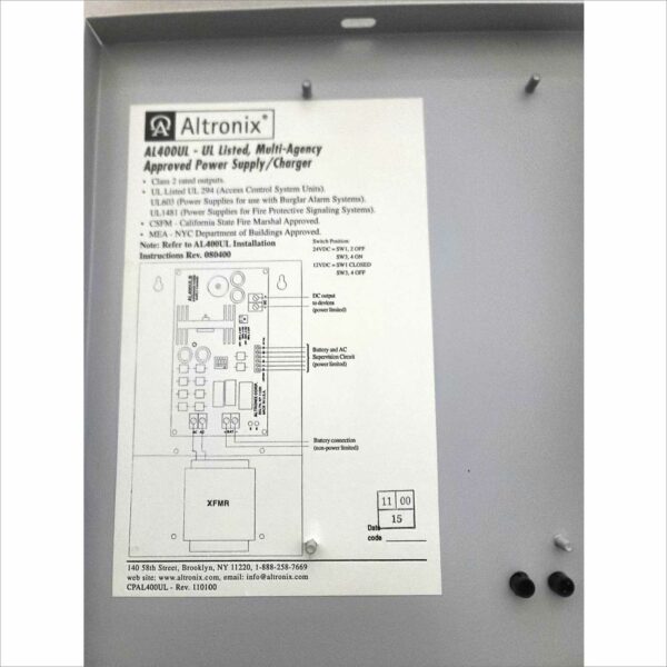 Altronix AL400UL Power Supply / Charger With Metal Box