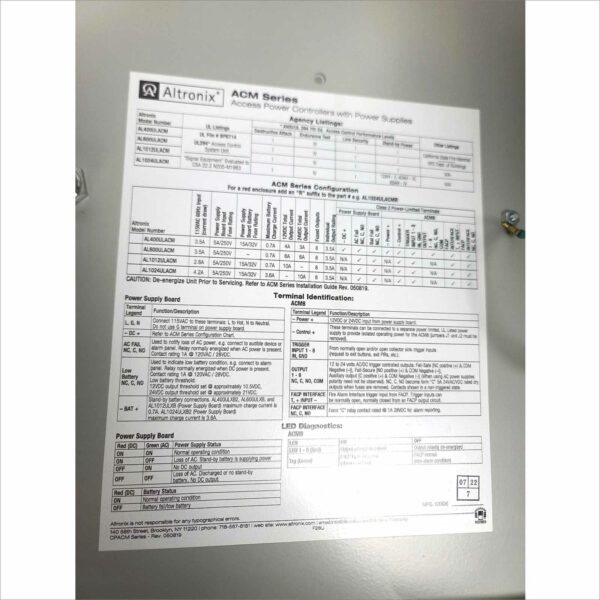 Altronix AL600ULACM with Altrnix ACM8 Access Power Controller AL600ULXPD16 Multi-output Power Supply Charger PD8UL