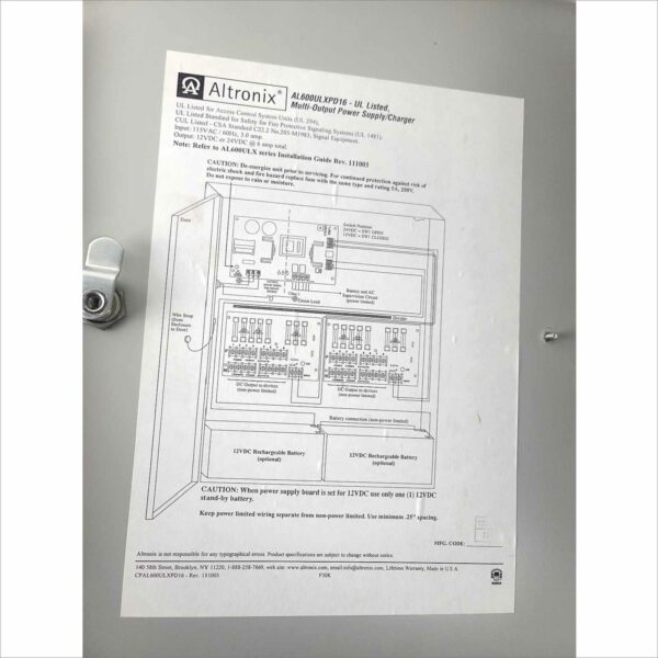 Altronix AL600ULACM with Altrnix ACM8 Access Power Controller AL600ULXPD16 Multi-output Power Supply Charger PD8UL