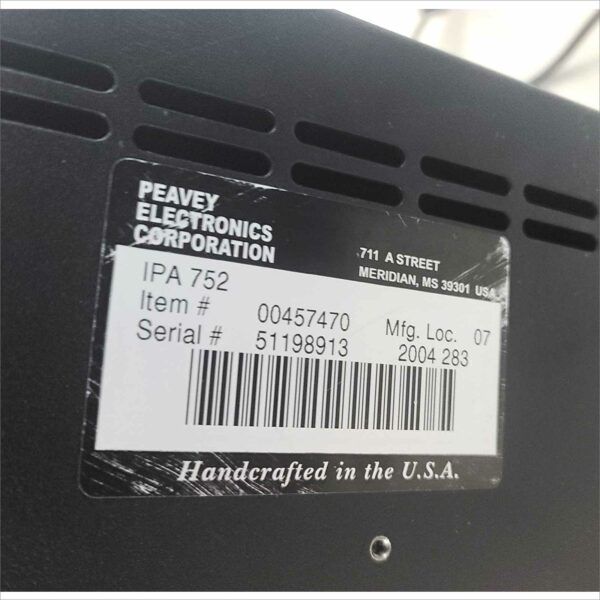 Peavey IPA 752 Industrial Power Amplifier SN# 51198913