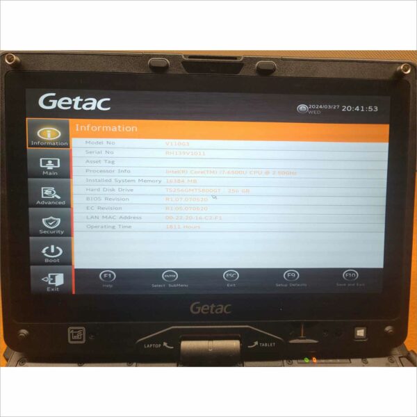 Getac V110G3 Intel i7-6500U 2.5Ghz 16GB Ram 256GB SSD 1811Hours SN#RH139V1011