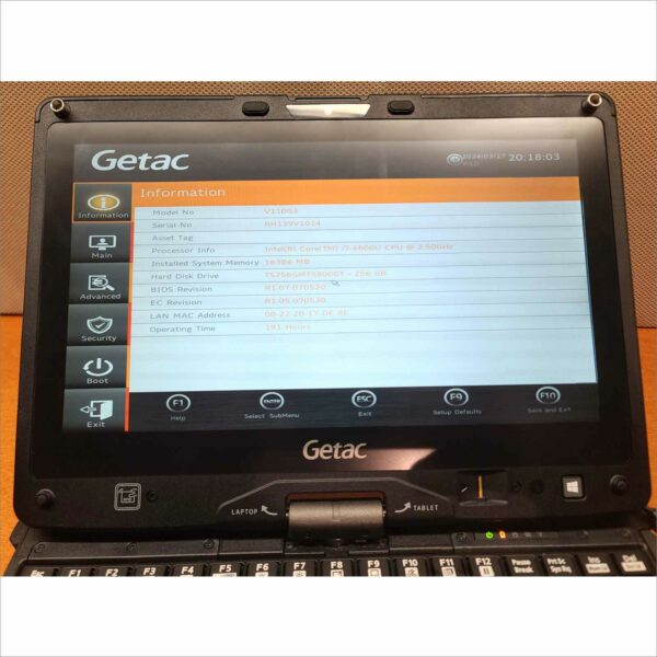 Getac V110G3 Intel i7-6500U 2.5Ghz 16GB Ram 256GB SSD 191Hours SN#RH139V1014