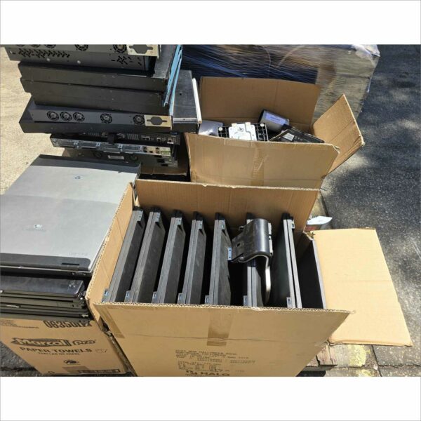 lot 2x pallet of obsolete computing equipment around 40x laptop, monitors, printers, POS