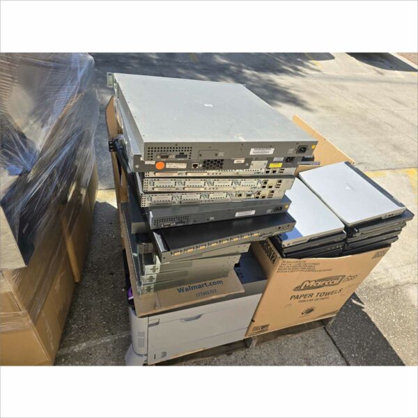 lot 2x pallet of obsolete computing equipment around 40x laptop, monitors, printers, POS