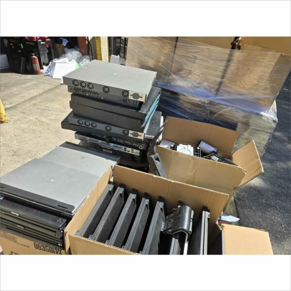 lot 2x pallet of obsolete computing equipment around 40x laptop, monitors, printers, POS