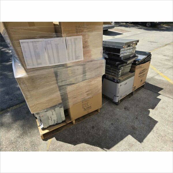 lot 2x pallet of obsolete computing equipment around 40x laptop, monitors, printers, POS