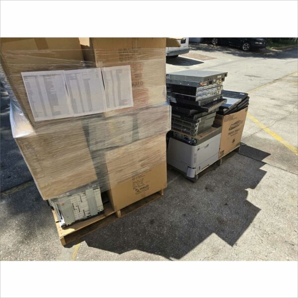 lot 2x pallet of obsolete computing equipment around 40x laptop, monitors, printers, POS