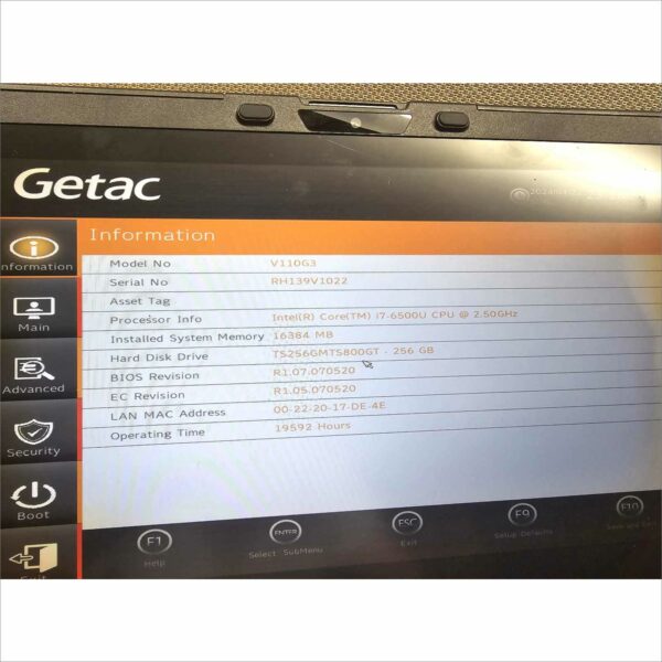 Getac V110G3 Intel i7-6500U 2.5Ghz 16GB Ram 256GB SSD 19587Hours SN#RH139V1022