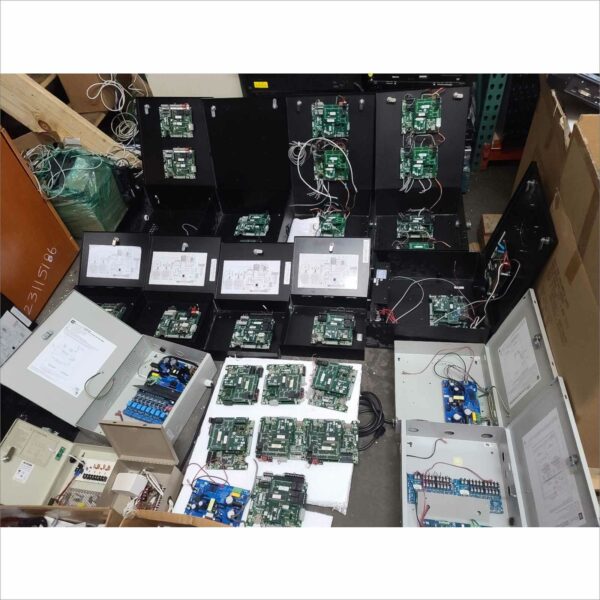 large lot of Keri Systems Access Control Box Satellite Expansion Board with enclosure & readers