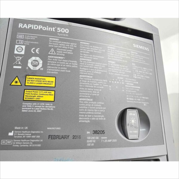 Siemens RAPIDPoint 500 Blood Gas Analysis