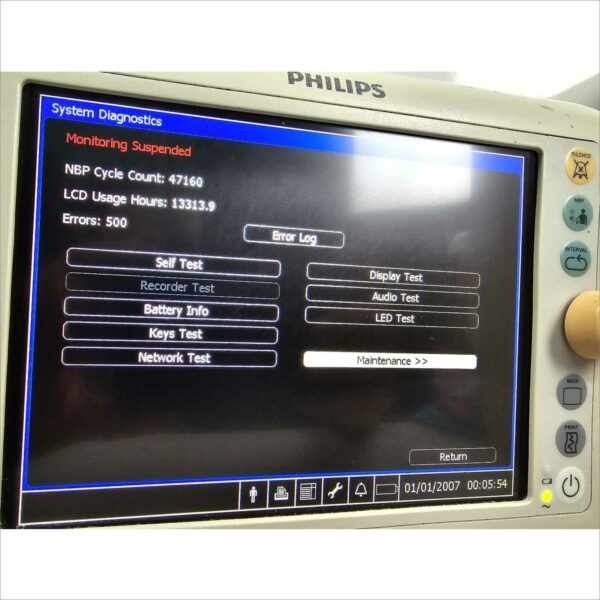 lot of 2x Philips Suresigns MV4 / VS3 Vital Signs Monitor W/Temp, NIBP, Printer