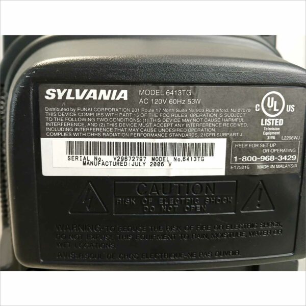 Retro Sylvania 13 Inch CRT TV Model 6413TG Video Gaming AV SN#V29672797