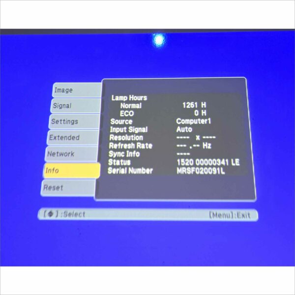 Epson Powerlite 450W PN H318A Hours 1261 SN#MRSF020091L
