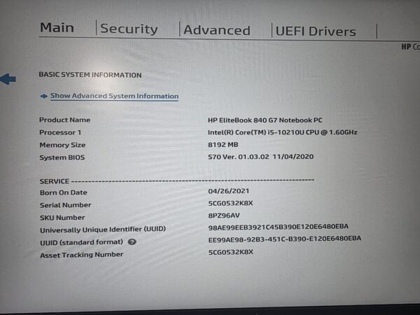 HP EliteBook 840 G7 | i5-10210U | 8GB RAM | 128GB SSD | Win 11 | 5CG0532K8X