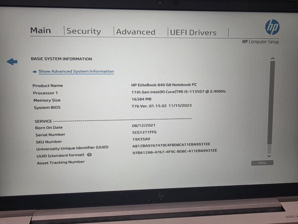 HP EliteBook 840 G8 | i5-1135G7 | 16GB RAM | 256GB SSD | Win 11 | 5CG1271FF6