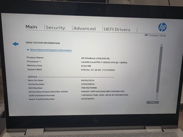 HP EliteBook x360 830 G6 | i7-8565U | 8GB RAM | 128GB SSD | Win 11 | 5CG929B2VL