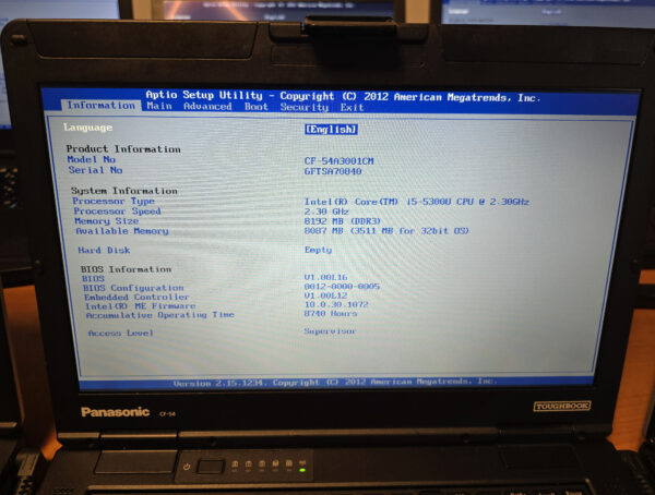 Lot of 30x Panasonic Toughbook CF-54 – Grade A, Intel i5, SSD, Windows 11 Pro