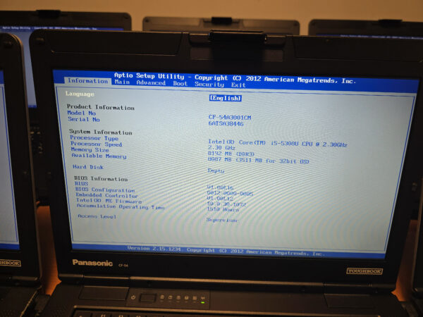 Lot of 30x Panasonic Toughbook CF-54 – Grade A, Intel i5, SSD, Windows 11 Pro